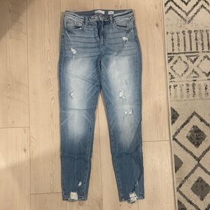 KanCan High Rise Ankle Skinny Distressed Blue Jeans